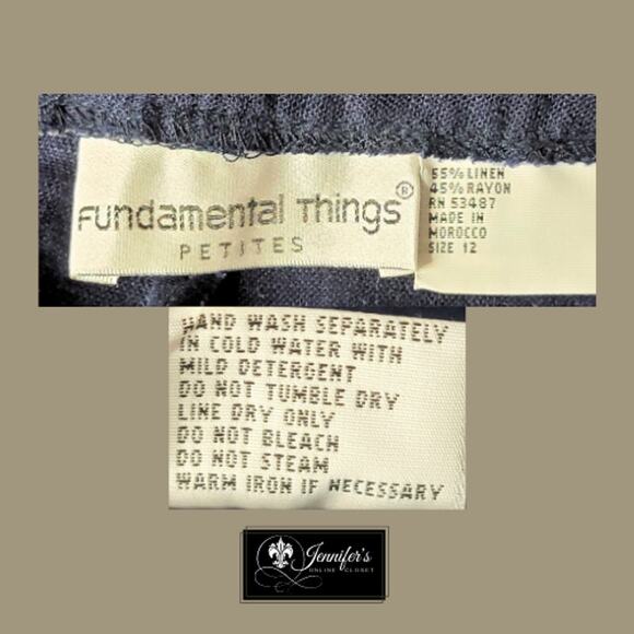 Fundamental Things Women's Petite Vintage Navy Blue Linen Rayon Shorts Size 12 - Picture 6 of 8